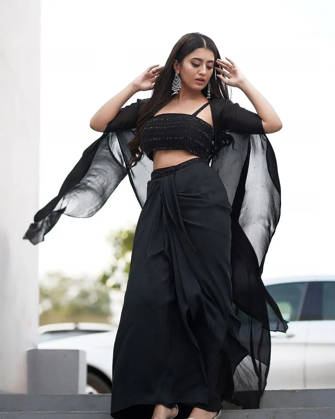 Telugu Girl Rashi Singh Stills in Black Lehenga Choli